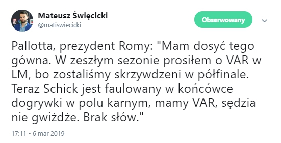 Prezydent Romy OSTRO o sędziowaniu w LM!